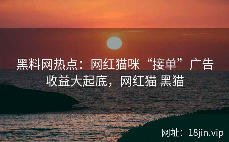 黑料网热点：网红猫咪“接单”广告收益大起底，网红猫 黑猫